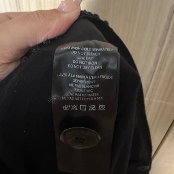 Anthropologie Colette Cropped Wide Leg Sequin Pants Black Silver Maeve Size 33 - Picture 9 of 11